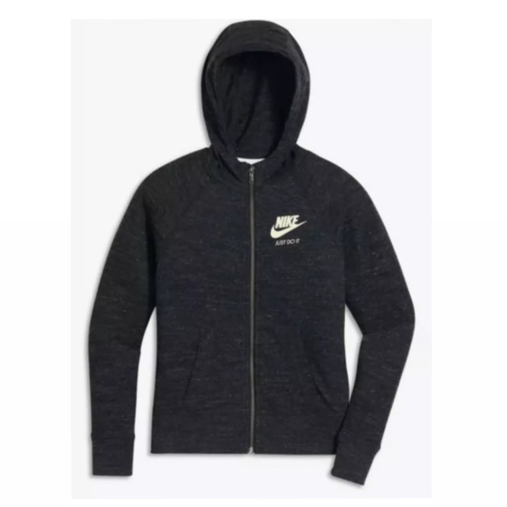 nike girls vintage zip gym hoodie charcoal grey large - Picture 5 of 10